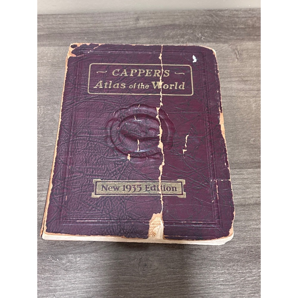 Vintage 1935 Capper's Atlas of the World Antique Map Book Topeka Kansas Edition